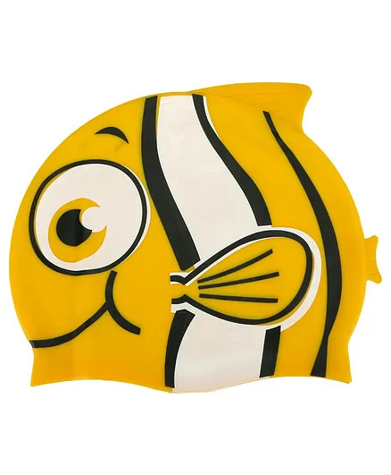 PASSION PETALS Silicone Swimming Cap Fish Pattern - Yellow & Black