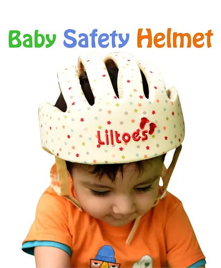 Liltoes Baby Safety Embroidered Helmet - Light Yellow