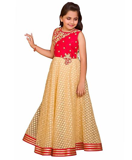 Betty By Tiny Kingdom All Over Flower Detailed Sleeveless Gown - Red