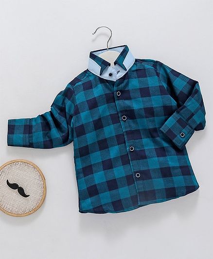 Knotty Kids Checkered Full Sleeves Shirt - Blue