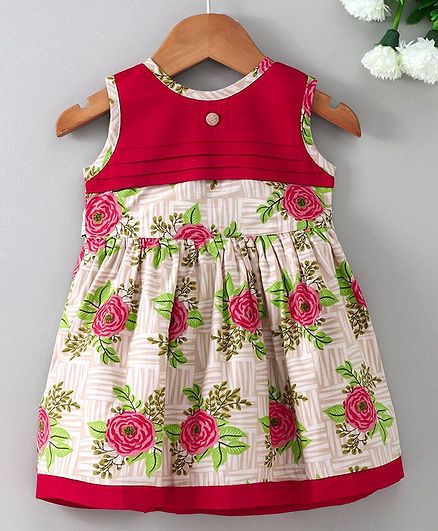 Enfance Core Sleeveless Flower Print Dress - Red