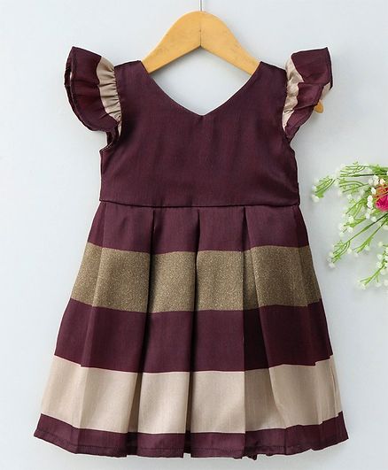 Rassha Striped Cap Sleeves Dress - Violet