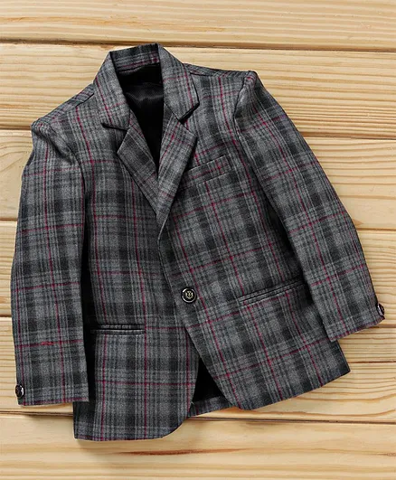 Dew's Burry Checked Full Sleeves Blazer - Grey