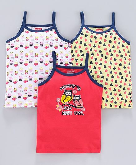 Babyhug 100 % Cotton Singlet Slips Multi Print Pack of 3 - Multicolor