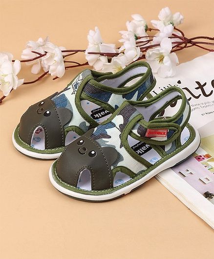 Cute Walk by Babyhug Sandals Puppy Design - Olive Green