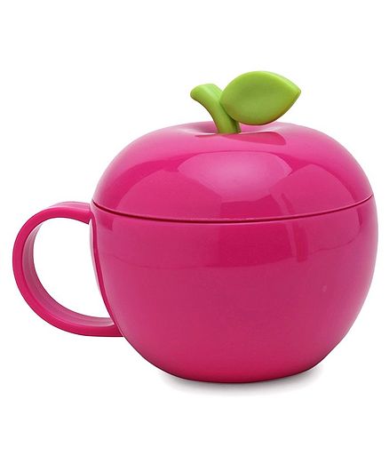 Apple Shaped Polypropylene Cup With Lid Dark Pink - 380 ml