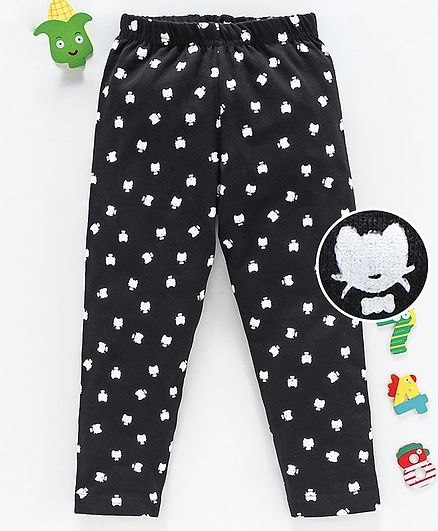 Babyhug Full Length Leggings Kitty Print - Navy