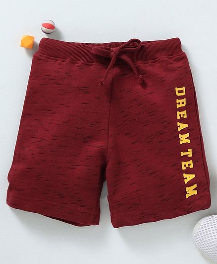 Babyhug Printed Shorts With Drawstring - Maroon