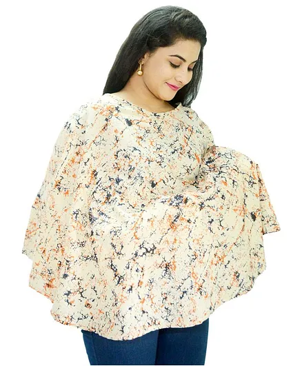 Mum's Caress Premium Feeding Cover Block Print - Off White