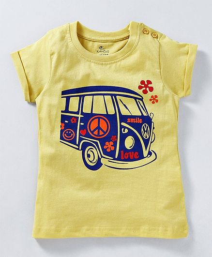Kiddopanti Van Print Short Sleeves Top - Yellow