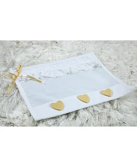 My Gift Booth Utility Pouch Heart Applique Pack of 2 - White