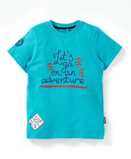 JusCubs Half Sleeves Let's Go On Adventure Print Tee - Light Blue