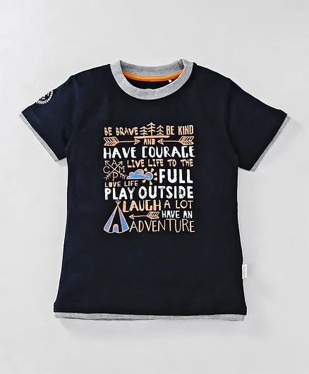 JusCubs Half Sleeves Graphic Tee - Black