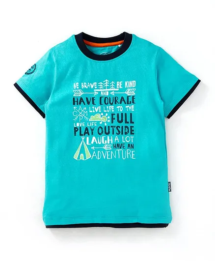 JusCubs Half Sleeves Graphic Tee - Light Blue