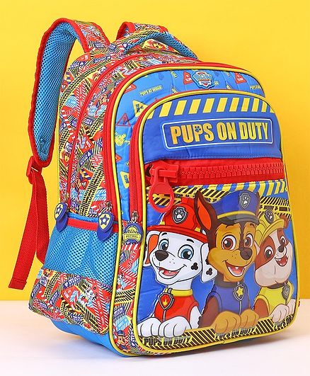 Paw Patrol School Bag Pups On Duty Print Blue Red - 16 Inches