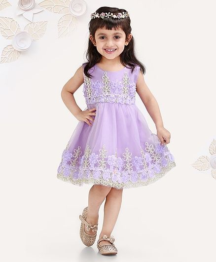 Mark & Mia Sleeveless Frock Flower Applique Embroidered - Lavender