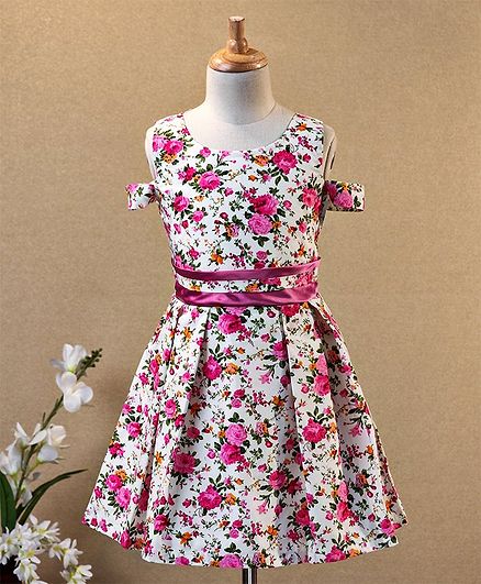 Aarika Short Sleeves Floral Print Dress - Pink