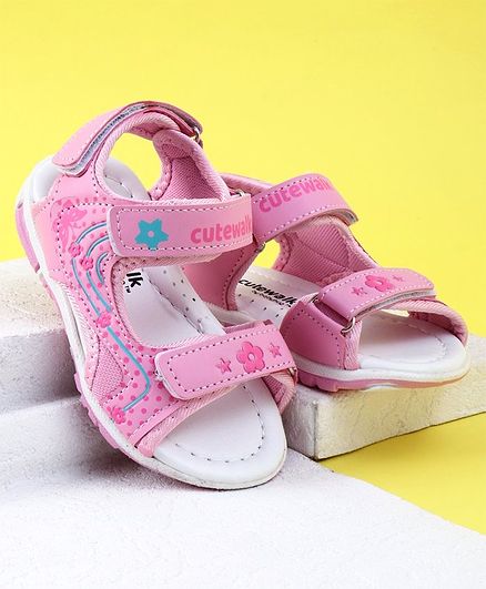 Cute Walk by Babyhug Sandals Floral Design - Pink