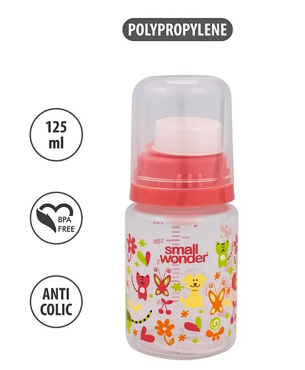 Small Wonder Feeding Bottle Animal Print Pink - 125 ml