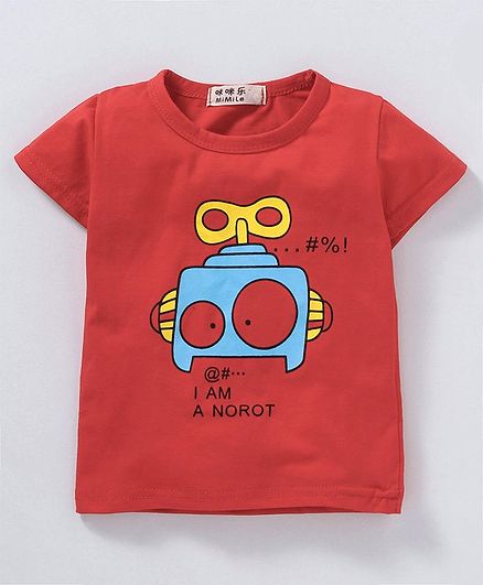 Kookie Kids Half Sleeves Printed T-Shirt - Red