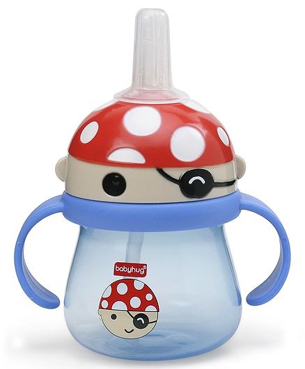 Babyhug Swipey Straw Sipper With Handle Pirate Red Blue - 250 ml