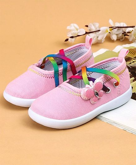 Cute Walk by Babyhug Canvas Shoes Butterfly Appliques - Light Pink
