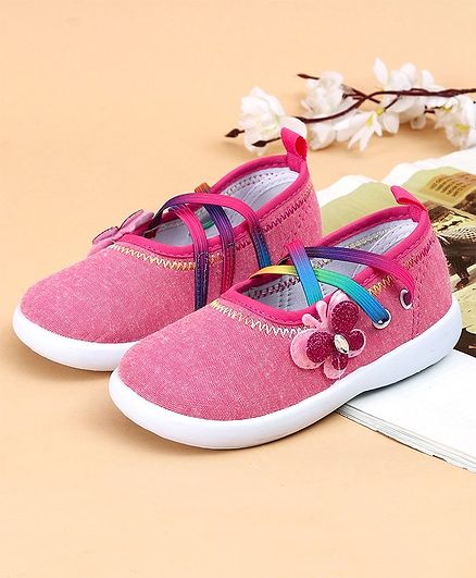 Cute Walk by Babyhug Canvas Shoes Butterfly Appliques - Pink