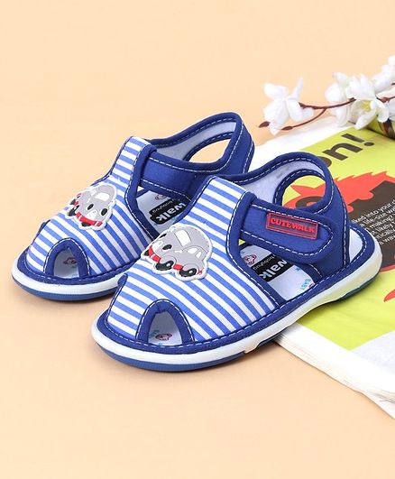 Cute Walk by Babyhug Striped Sandals Car Patch - Royal Blue
