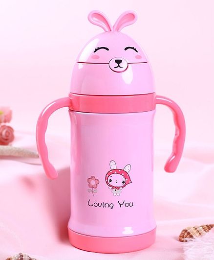 Kidofash Loving You Print Sipper Stainless Steel Water Bottle - Pink