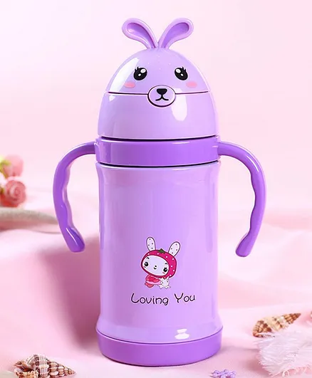 Kidofash Loving You Print Sipper Stainless Steel Water Bottle - Purple