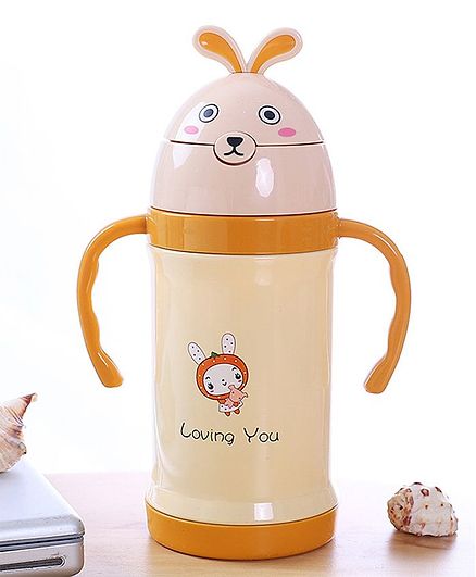 Kidofash Loving You Print Sipper Stainless Steel Water Bottle - Beige