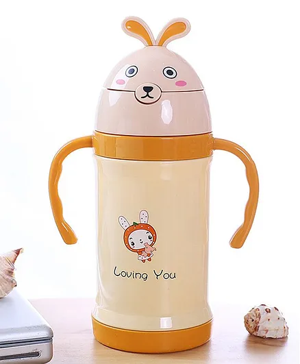 Kidofash Loving You Print Sipper Stainless Steel Water Bottle - Beige
