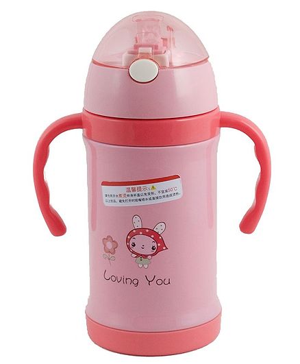 Kidofash Printed Stainless Steel Sipper Water Bottle - Pink
