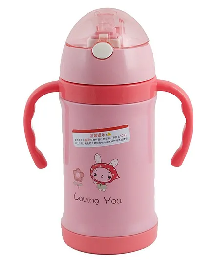 Kidofash Printed Stainless Steel Sipper Water Bottle - Pink
