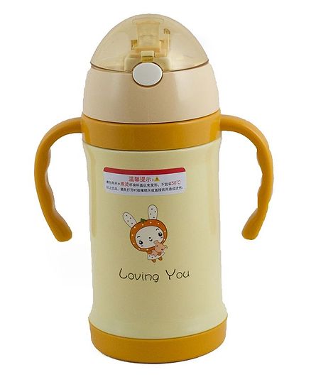 Kidofash Printed Stainless Steel Sipper Water Bottle - Light Yellow