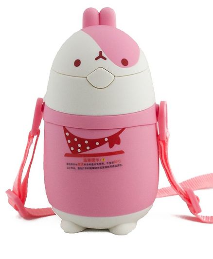 Kidofash Bunny Face Stainless Steel Sipper Water Bottle - Pink