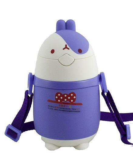 Kidofash Bunny Face Stainless Steel Sipper Water Bottle - Purple