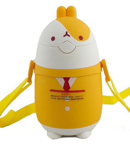 Kidofash Bunny Face Stainless Steel Sipper Water Bottle - Yellow