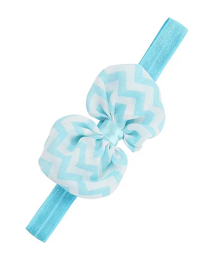 Bellazaara Chevron Bow Headband - Blue