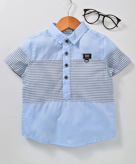 Kookie Kids Half Sleeves Striped Shirt - Blue