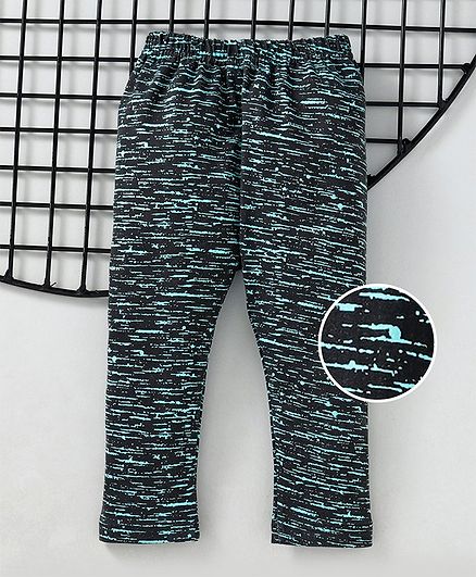 Earth Conscious Full Length Horizontal Abstract Print Leggings - Blue