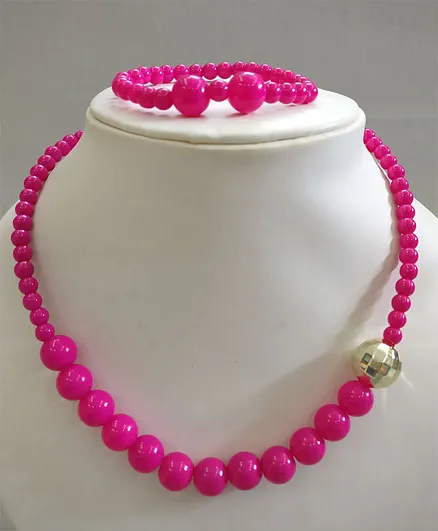 Tiny Closet Beaded Necklace & Bracelet Set - Pink