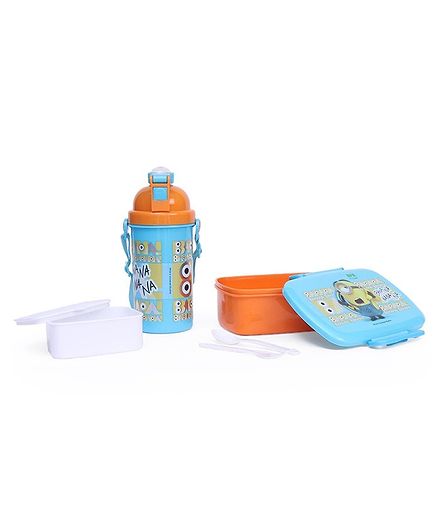 Minions Lunch Box And Water Bottle Combo Pack - Orange Blue