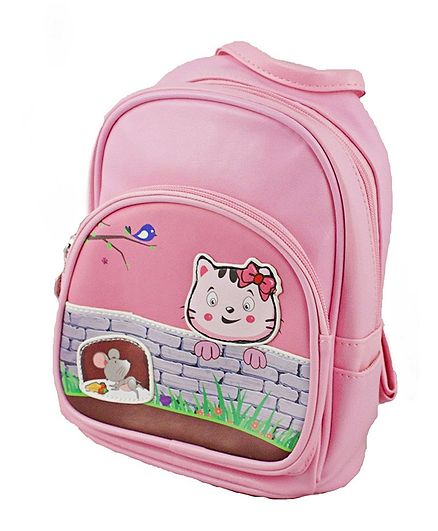 Kidofash Cat & Mouse Patch School Bag - Pink