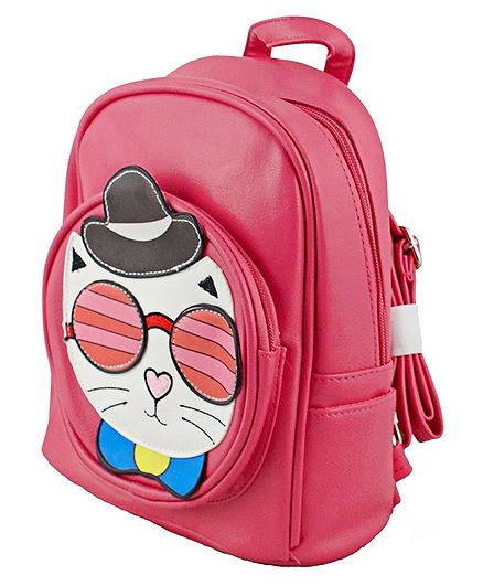 Kidofash Cat Face Patch School Bag - Dark Pink