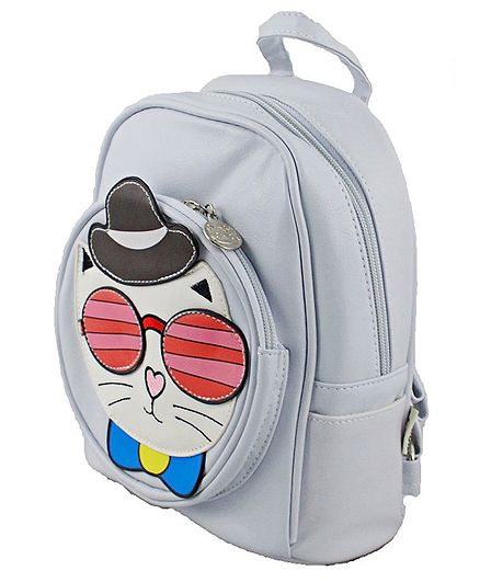 Kidofash Cat Face Patch School Bag - Silver