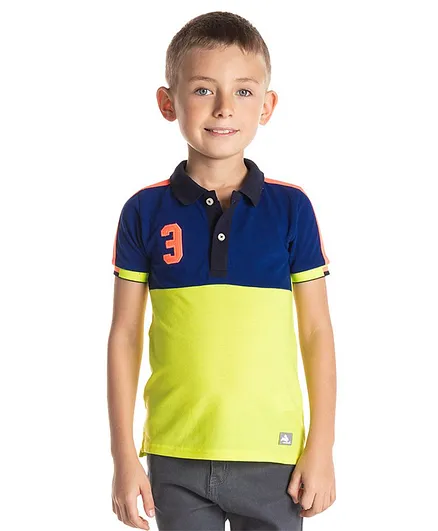 Cherry Crumble by Nitt Hyman 3 Patch Half Sleeves T-Shirt - Blue & Green