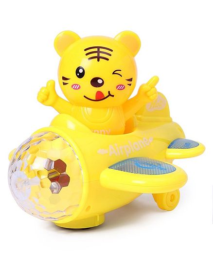 Musical Toy Plane With 4D Light - Yellow