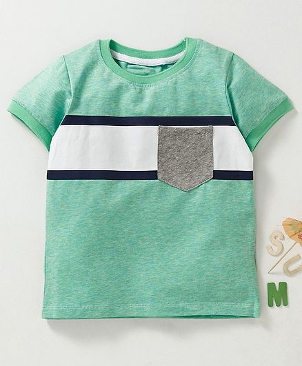 Memory Life Half Sleeves Tee With Chest Pocket - Green