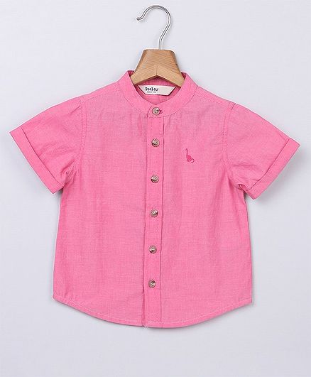 Beebay Solid Half Sleeves Shirt - Pink